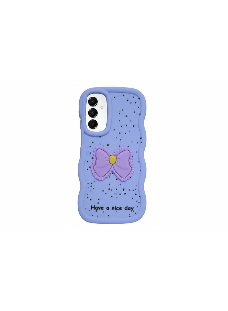 Phone case compatible with Samsung A05S [Jacket Protection] TPU phone case with 3D bow pattern, shockproof, provides full phone protection (Purple)